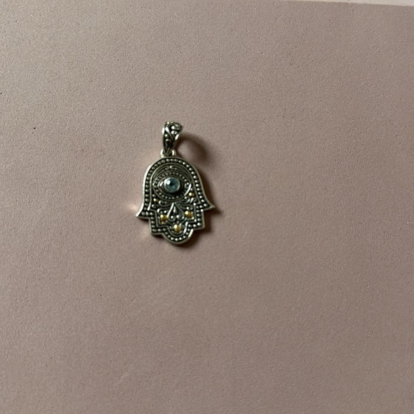 Samuel B. Balinese Blue Topaz Hamsa Hand Pendant - Picture 5 of 9